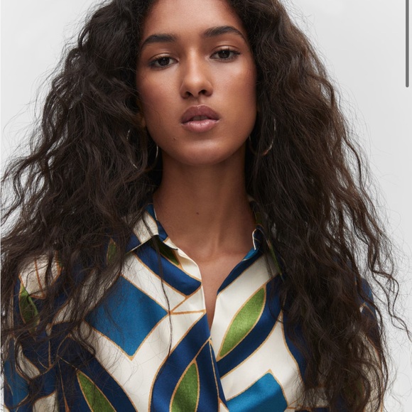 Mango outlet abstract Blue and Green Wrap Dress - Picture 4 of 4